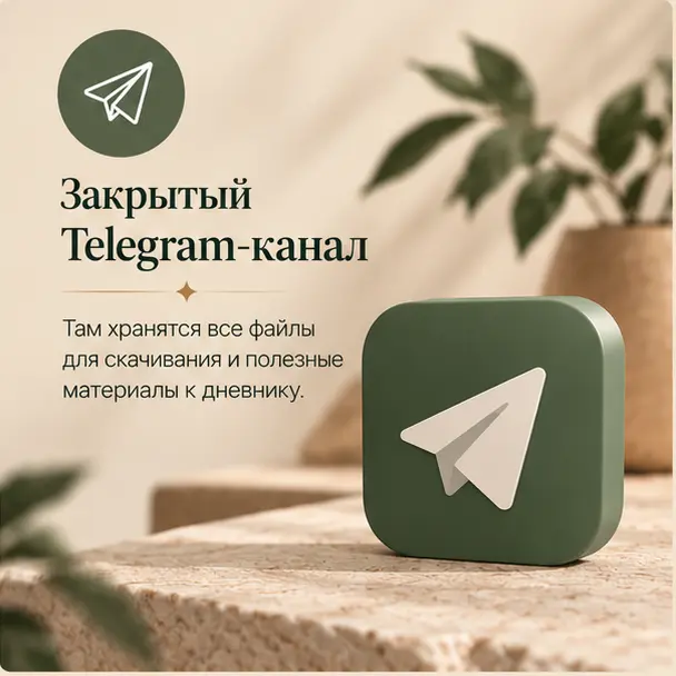 Закрытый Telegram-канал. Там хранятся все файлы для скачивания и полезные материалы к дневнику.